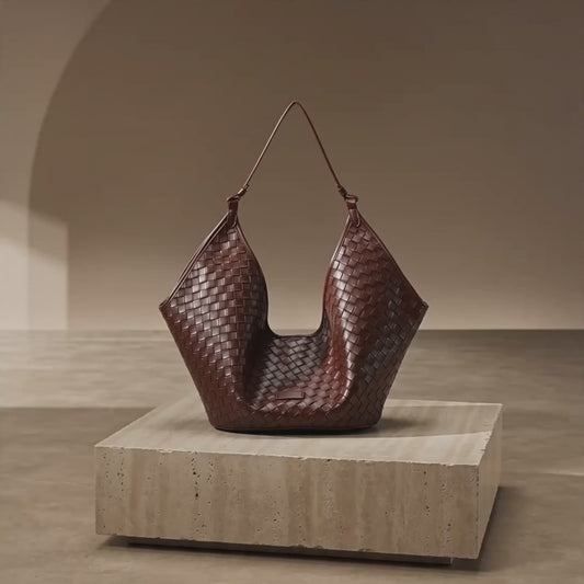 Cocoa Weave Slouch Hobo Bag
